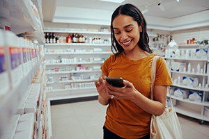 South Portland patient comparing whitening options at store