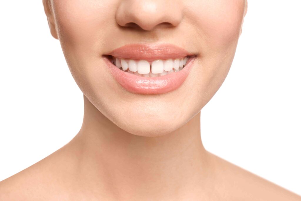 Woman with a gap between her teeth